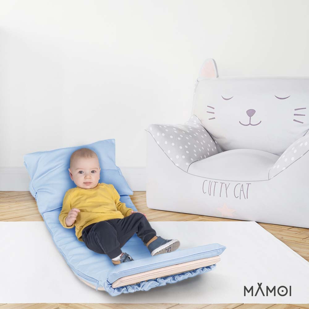 Planche d’équilibre + coussins pour enfants dès 6 mois en bois naturel