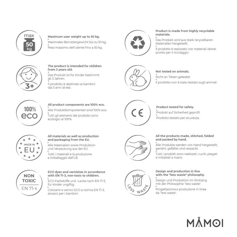 Corde d’escalade enfant MAMOI – 245 cm coton 100 % éco, sans métal, charge 50 kg