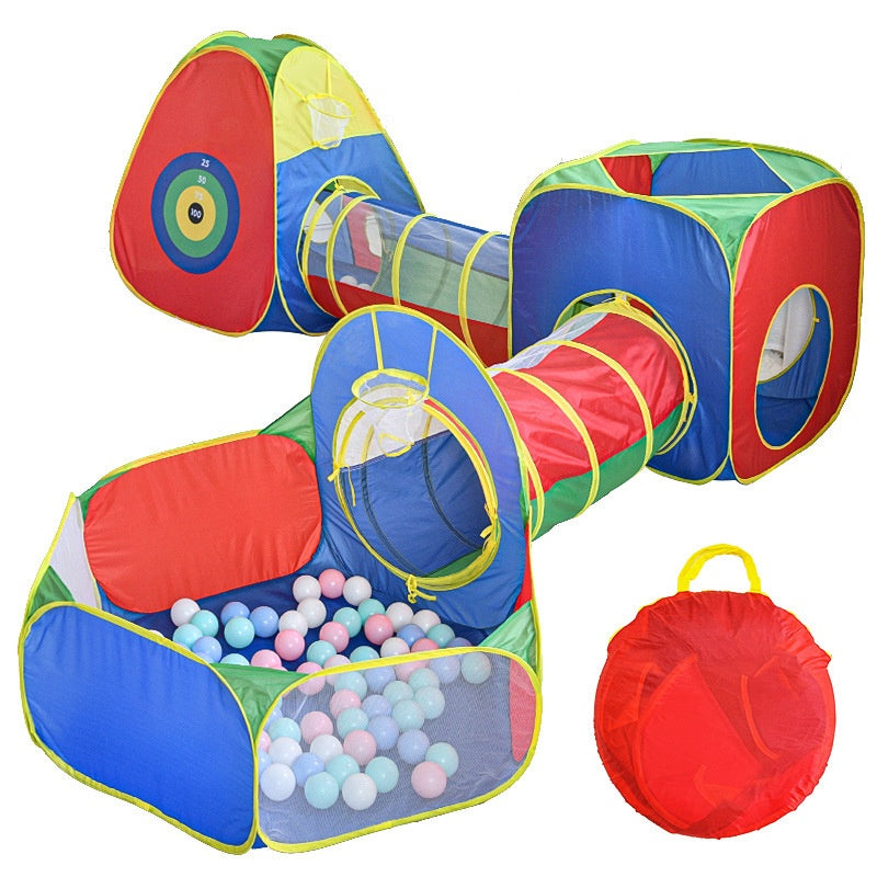tente a balle Tente enfant avec tapis rembourré, fanions et guirlande 89x130x130cm