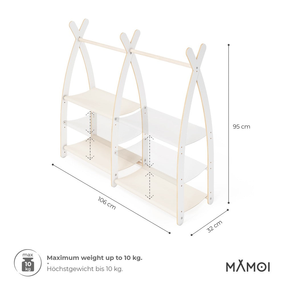 Portant à vêtements enfant MAMOI – bois blanc 106 × 32 × 95 cm