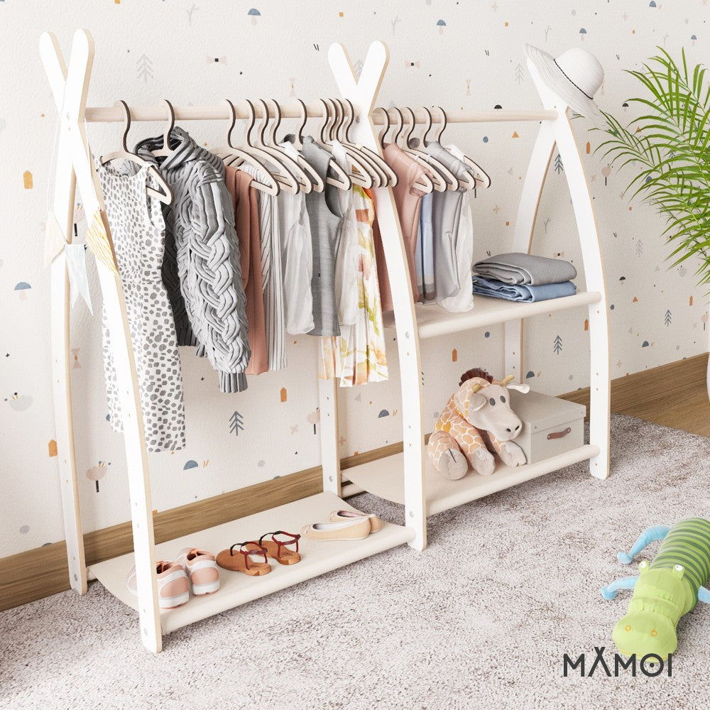 Portant à vêtements enfant MAMOI – bois blanc 106 × 32 × 95 cm