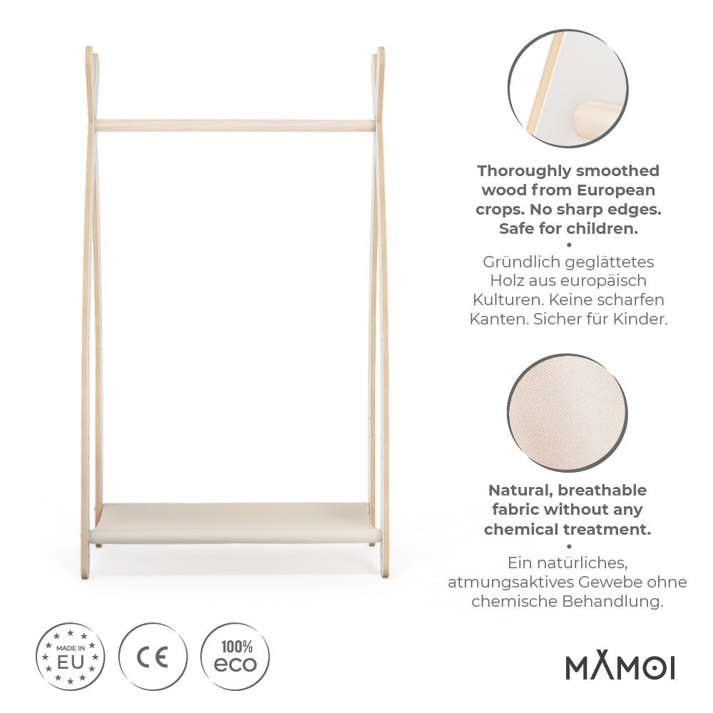 Portant chambre enfant MAMOI en bois naturel 53×32×95 cm