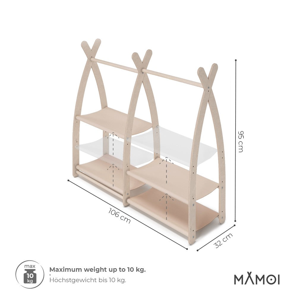Portant à vêtements enfant MAMOI – bois naturel 106 × 32 × 95 cm