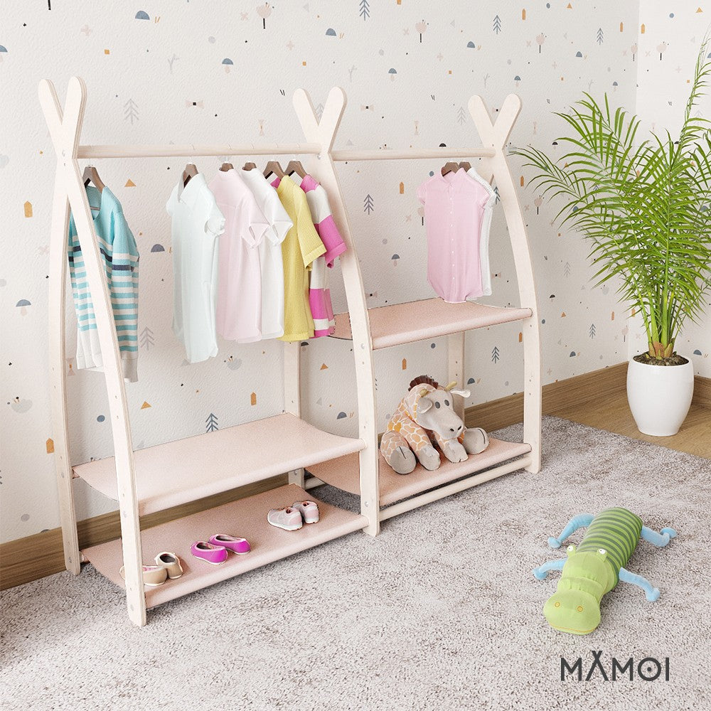 Portant à vêtements enfant MAMOI – bois naturel 106 × 32 × 95 cm