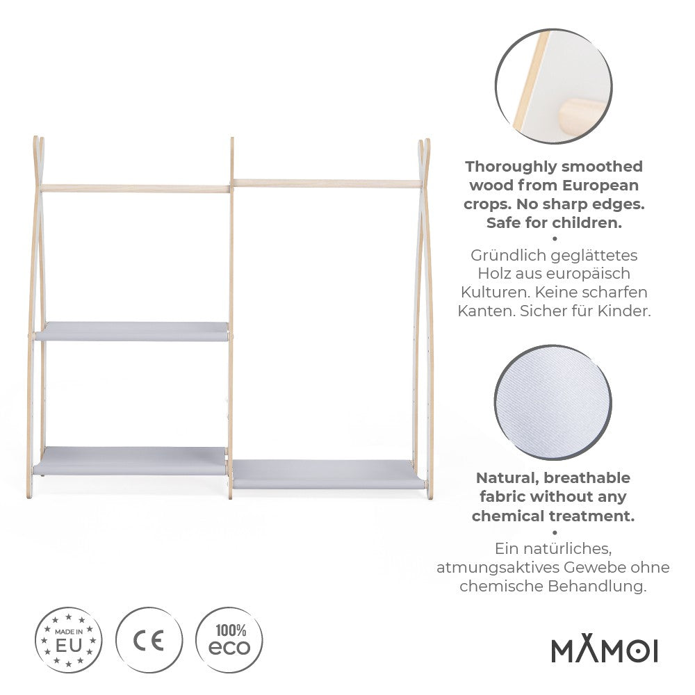Portant à vêtements enfant MAMOI – bois blanc 106 × 32 × 95 cm