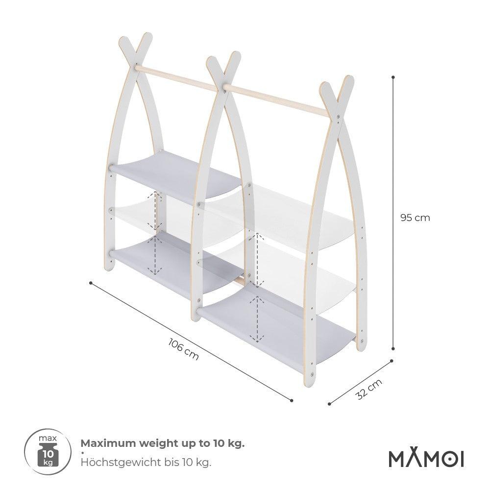 Portant à vêtements enfant MAMOI – bois blanc 106 × 32 × 95 cm