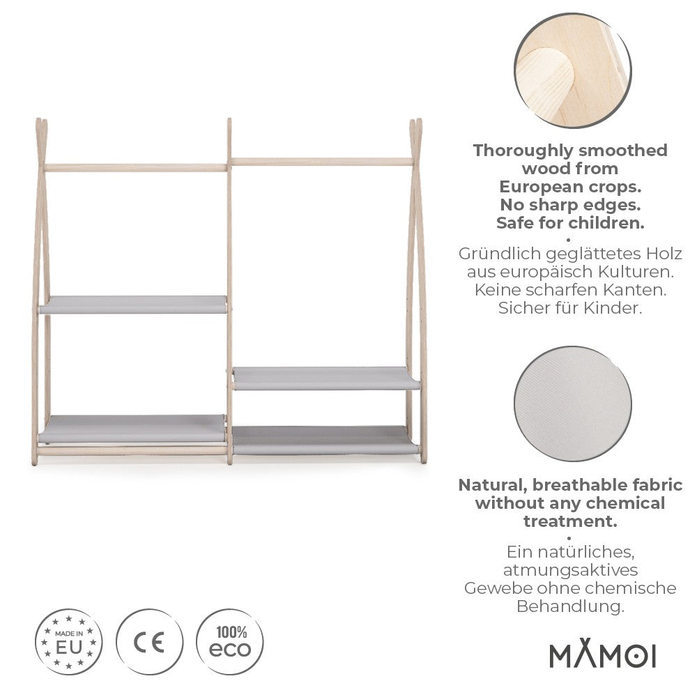 Portant à vêtements enfant MAMOI – bois naturel 106 × 32 × 95 cm