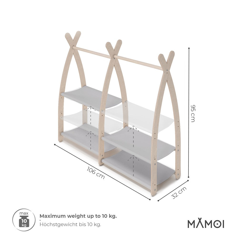 Portant à vêtements enfant MAMOI – bois naturel 106 × 32 × 95 cm
