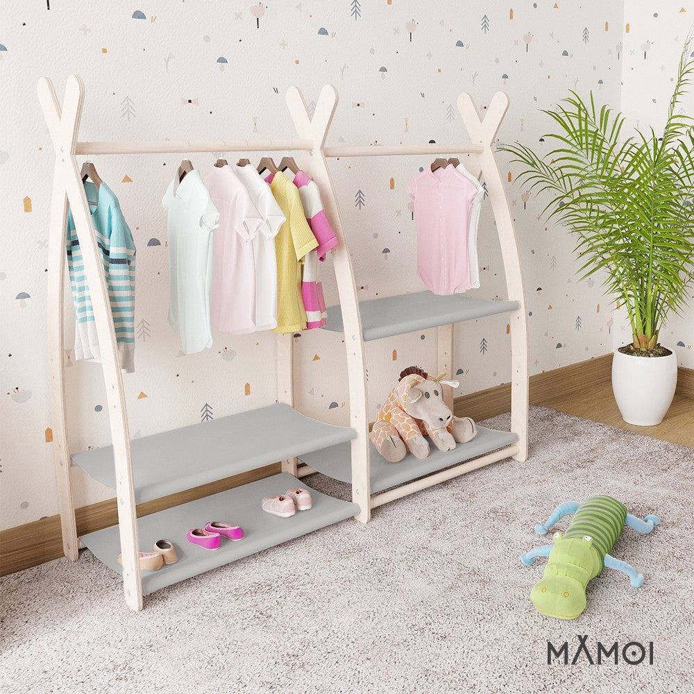 Portant à vêtements enfant MAMOI – bois naturel 106 × 32 × 95 cm
