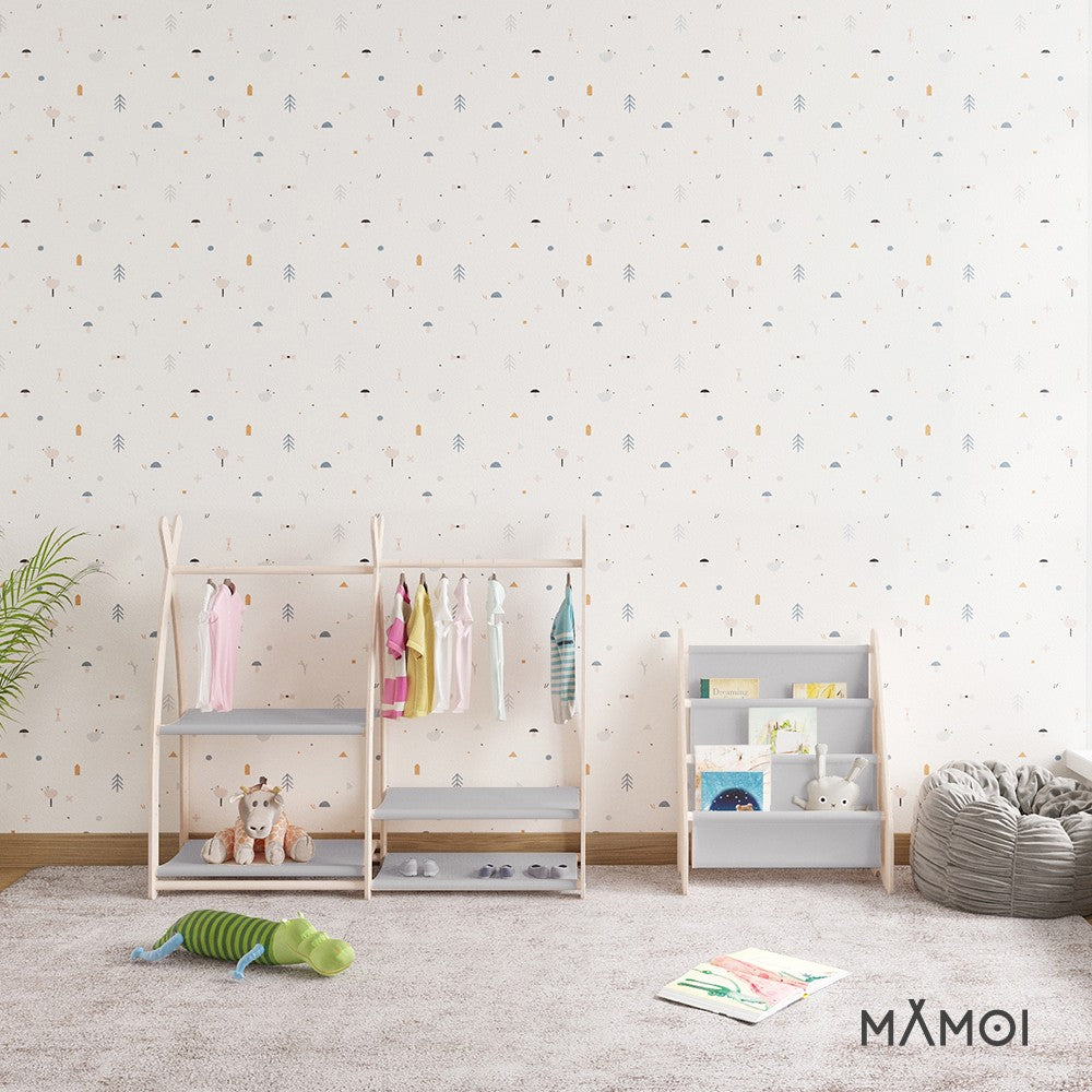 Portant à vêtements enfant MAMOI – bois naturel 106 × 32 × 95 cm