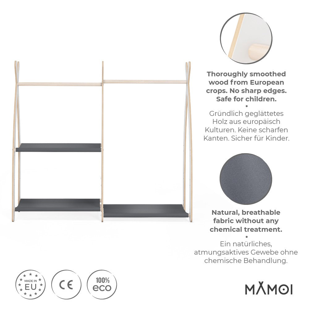 Portant à vêtements enfant MAMOI – bois blanc 106 × 32 × 95 cm