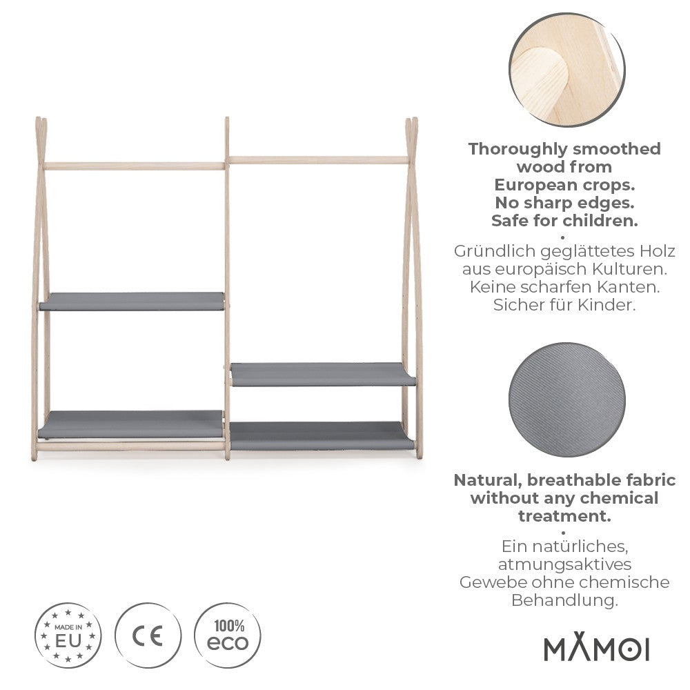 Portant à vêtements enfant MAMOI – bois naturel 106 × 32 × 95 cm