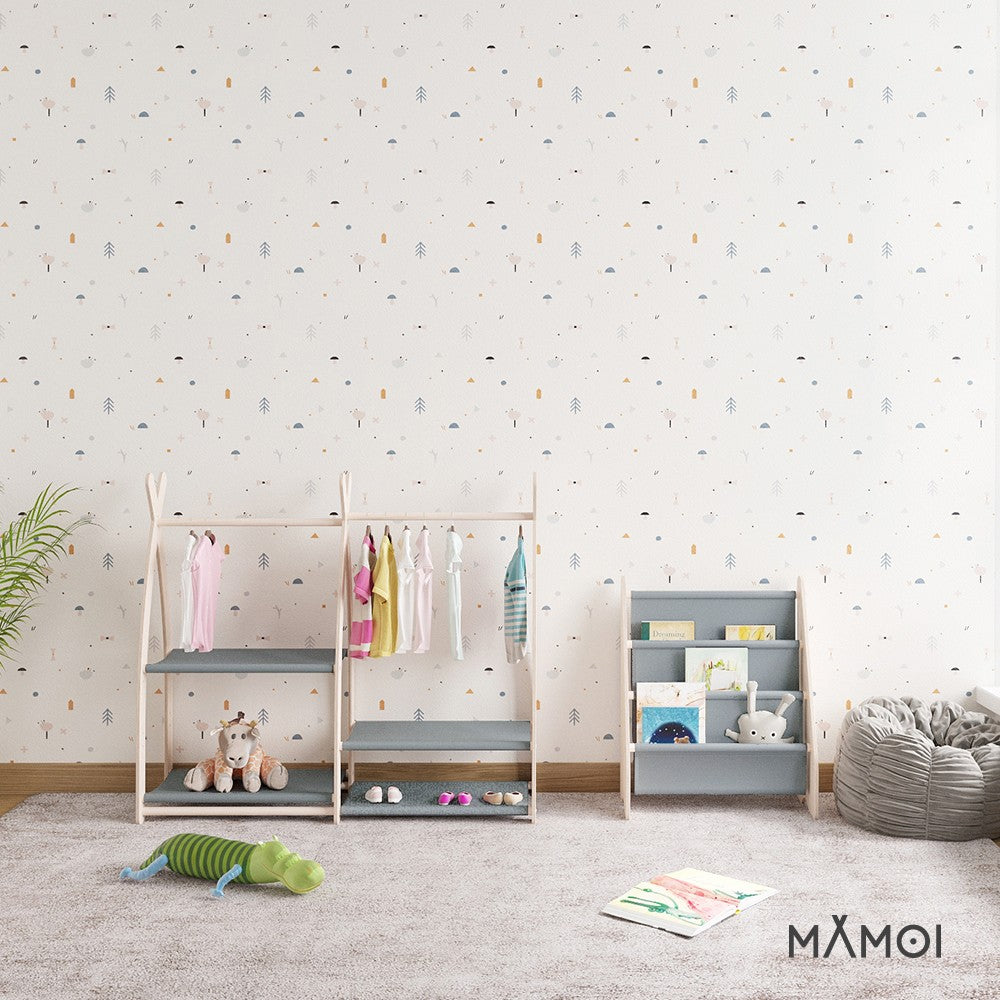 Portant à vêtements enfant MAMOI – bois naturel 106 × 32 × 95 cm