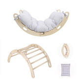 Bascule Montessori 2-en-1 MAMOI avec coussin – Arche de Pikler & bascule en bois pliable