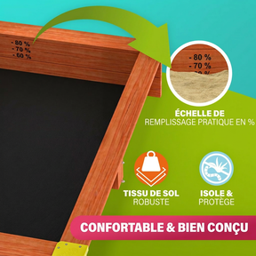 Bac à sable Merle 133x127 cm en bois avec toit UV50