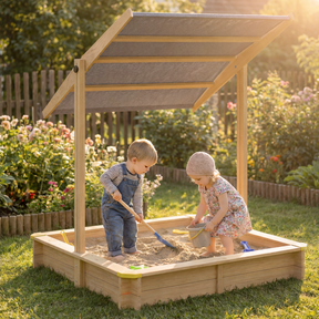 Bac à sable Samu 120x120 cm en bois avec toit UV50