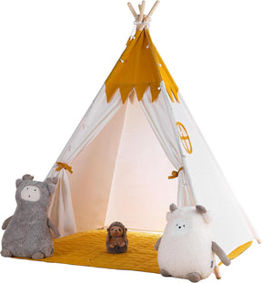 Tipi enfant avec tapis, fixateur et guirlande 120Lx120lx150H