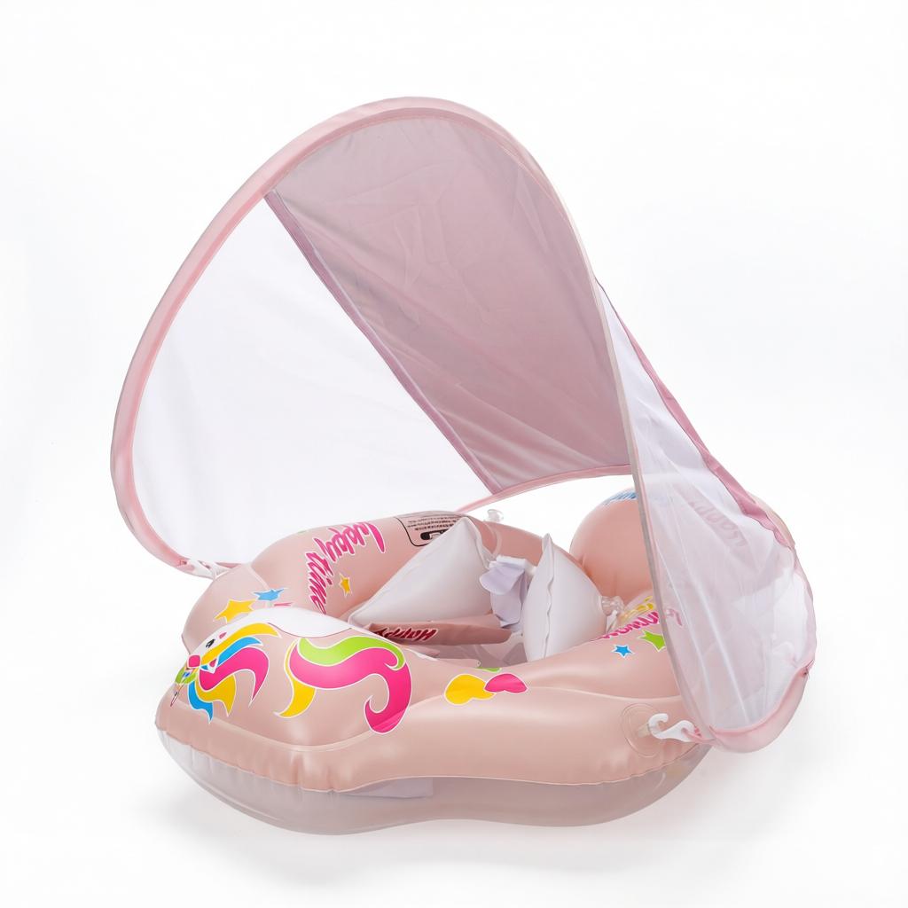 Bouée bébé Anti‑UV avec pare‑soleil amovible – modèle Licorne