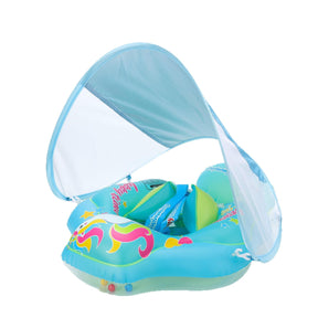 Bouée bébé Anti‑UV avec pare‑soleil amovible – modèle Licorne