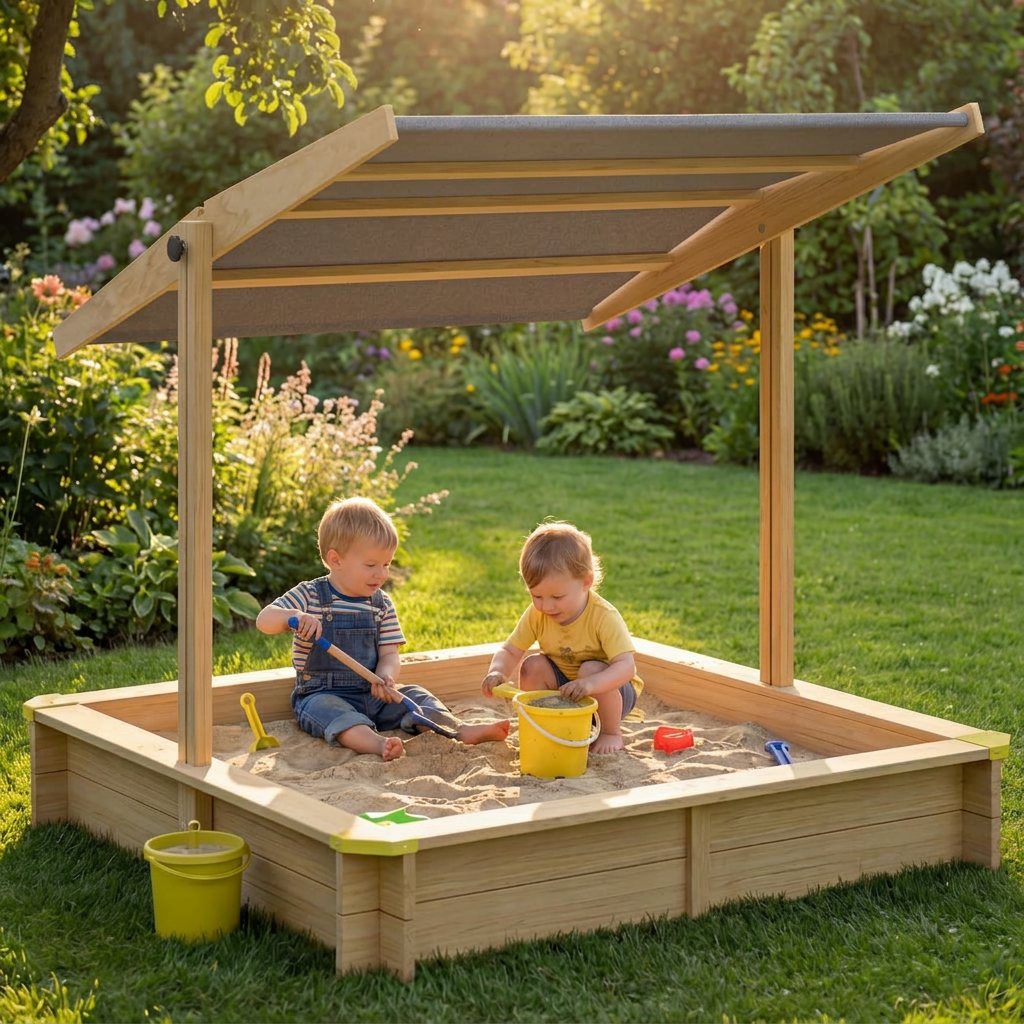 Bac à sable Fritzi 140x140x120 cm avec toit solaire