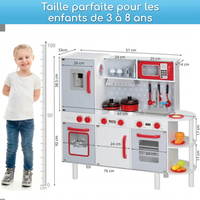 Cuisine pour enfants en bois 91 × 33 × 86/92 cm avec 38 accessoires