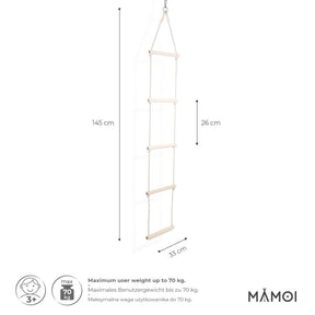 Échelle d’escalade en bois & corde de coton 5 échelons pour enfant