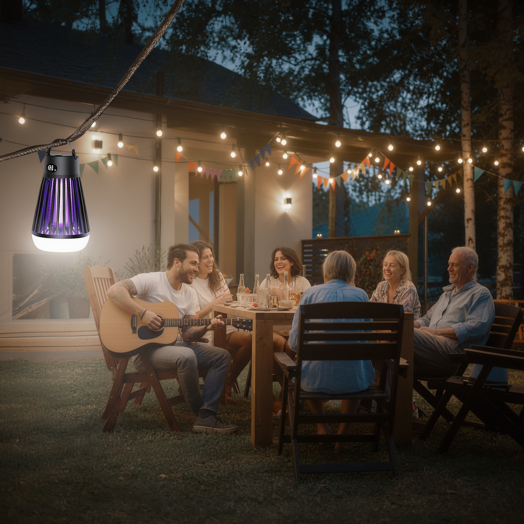 Lampe Anti-Moustiques Rechargeable 2-en-1 Piège UV & Lampe de Camping