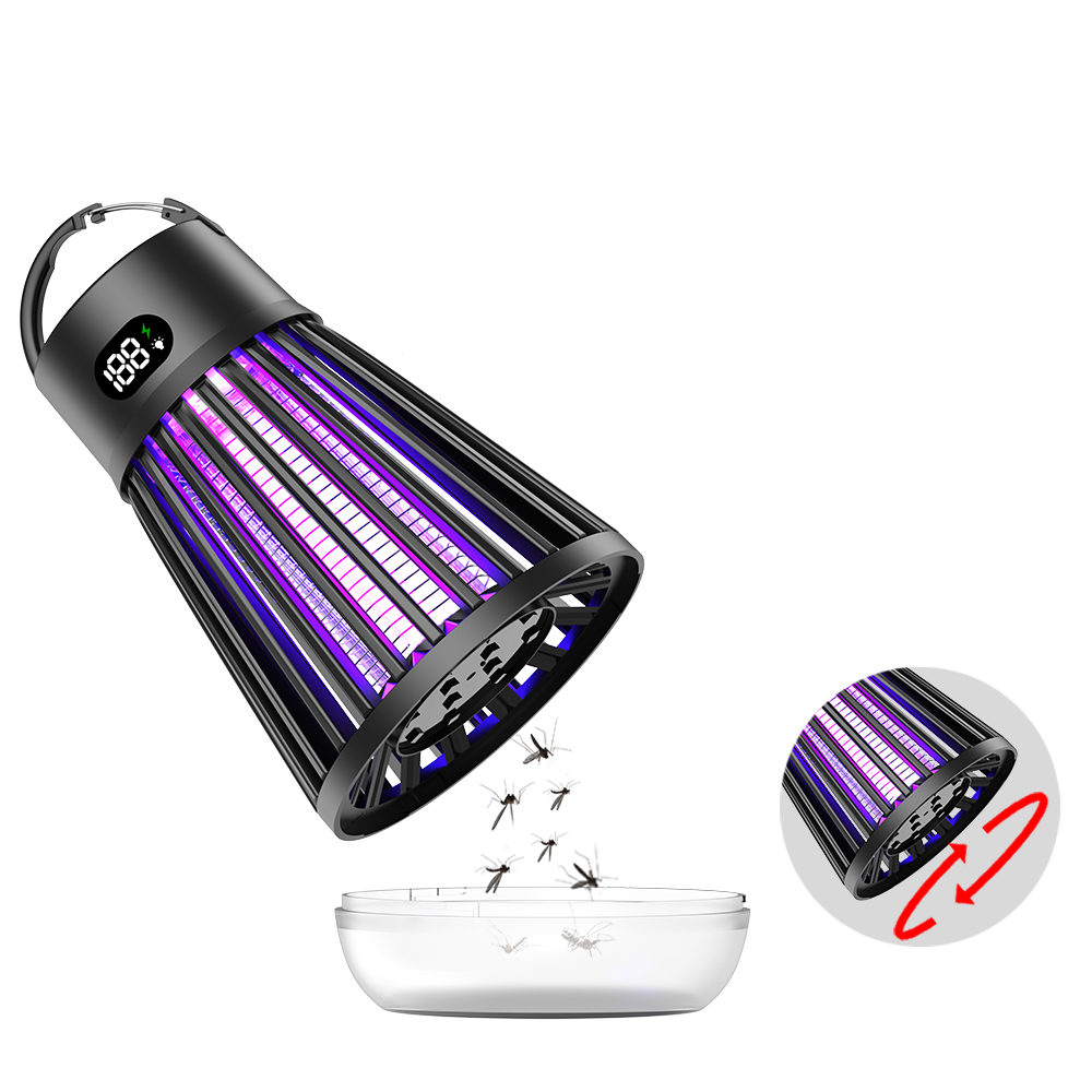 Lampe Anti-Moustiques Rechargeable 2-en-1 Piège UV & Lampe de Camping