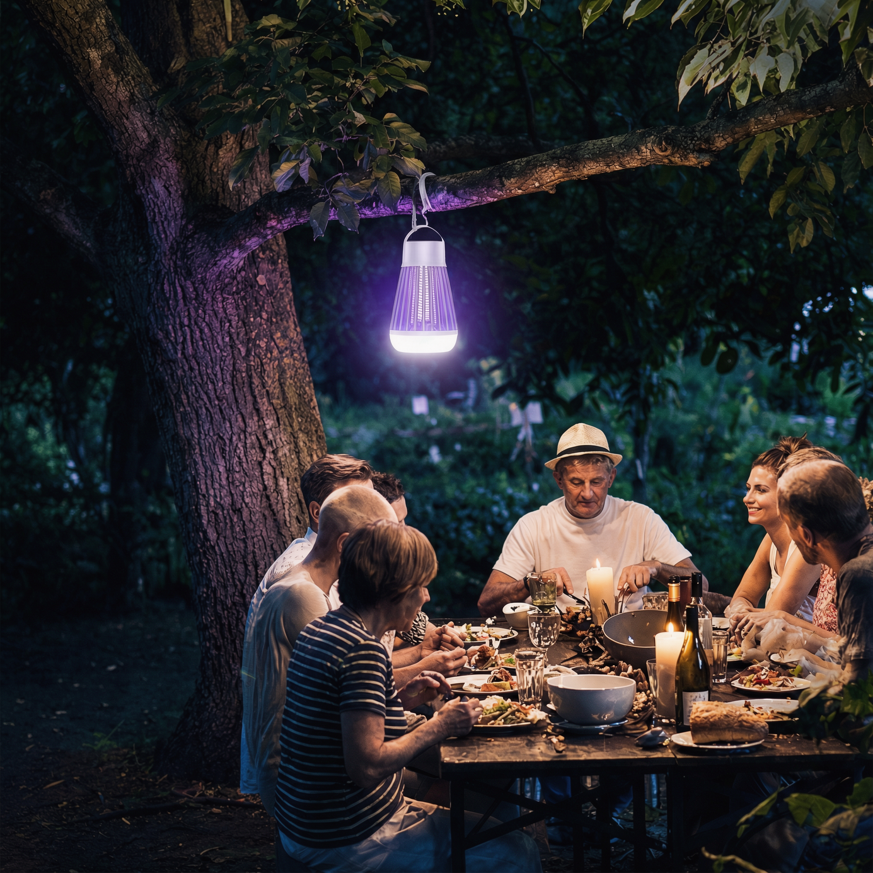 Lampe Anti-Moustiques Rechargeable 2-en-1 Piège UV & Lampe de Camping