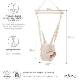 Balancelle suspendue bébé MAMOI Jumper (6- 24 mois) avec harnais et crochet