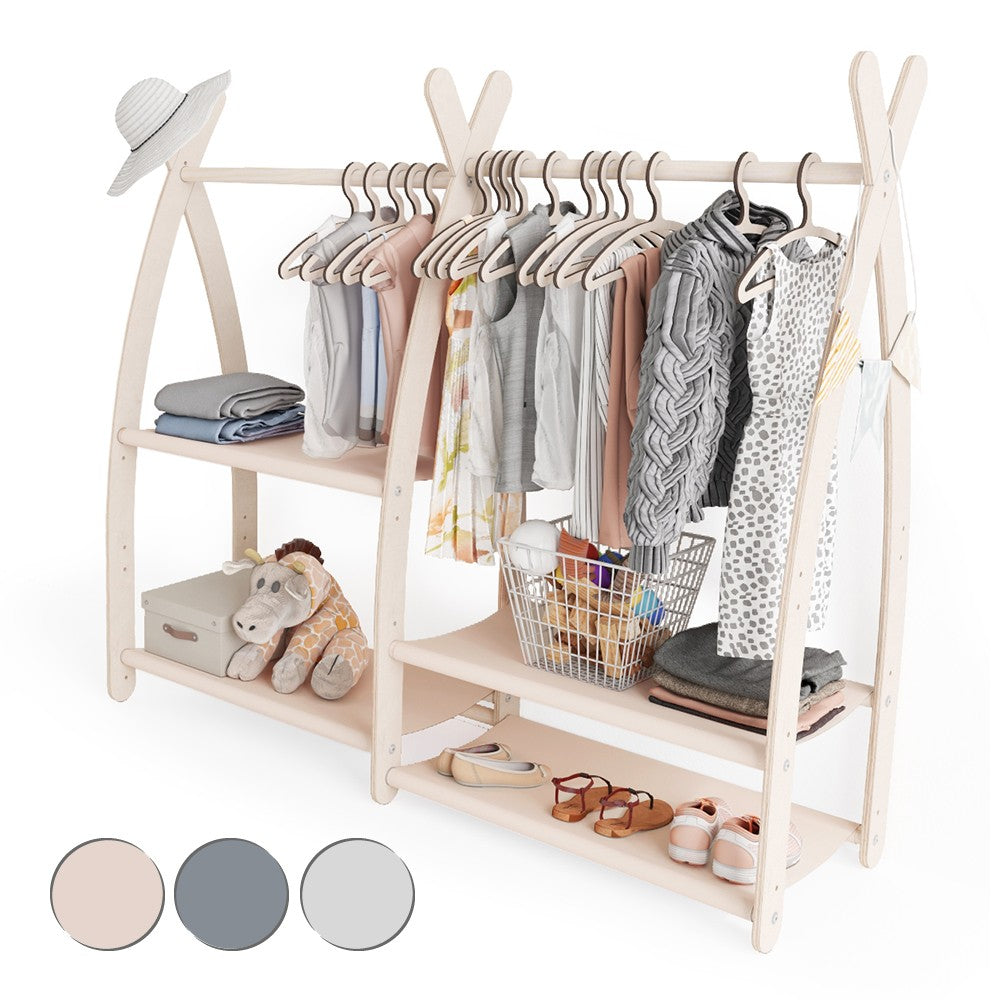 Portant à vêtements enfant MAMOI – bois naturel 106 × 32 × 95 cm