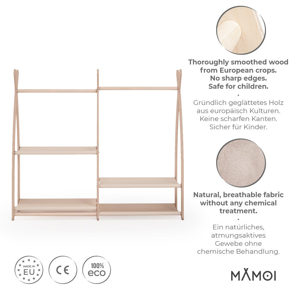 Portant à vêtements enfant MAMOI – bois naturel 106 × 32 × 95 cm