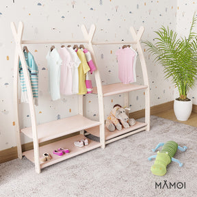 Portant à vêtements enfant MAMOI – bois naturel 106 × 32 × 95 cm