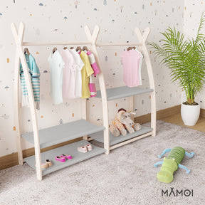 Portant à vêtements enfant MAMOI – bois naturel 106 × 32 × 95 cm