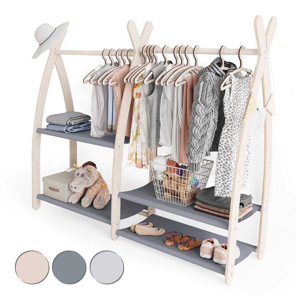 Portant à vêtements enfant MAMOI – bois naturel 106 × 32 × 95 cm