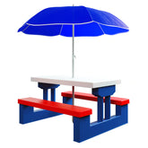 Salon de jardin pour enfants table et bancs avec parasol