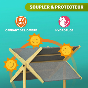 Bac à sable Samu 120x120 cm en bois avec toit UV50