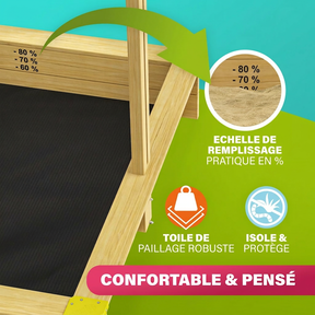 Bac à sable Samu 120x120 cm en bois avec toit UV50