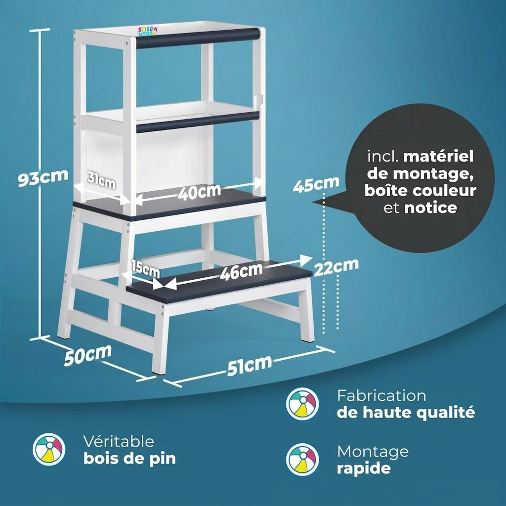 Tour d'apprentissage Barn Montessori 93 × 51 × 50 cm