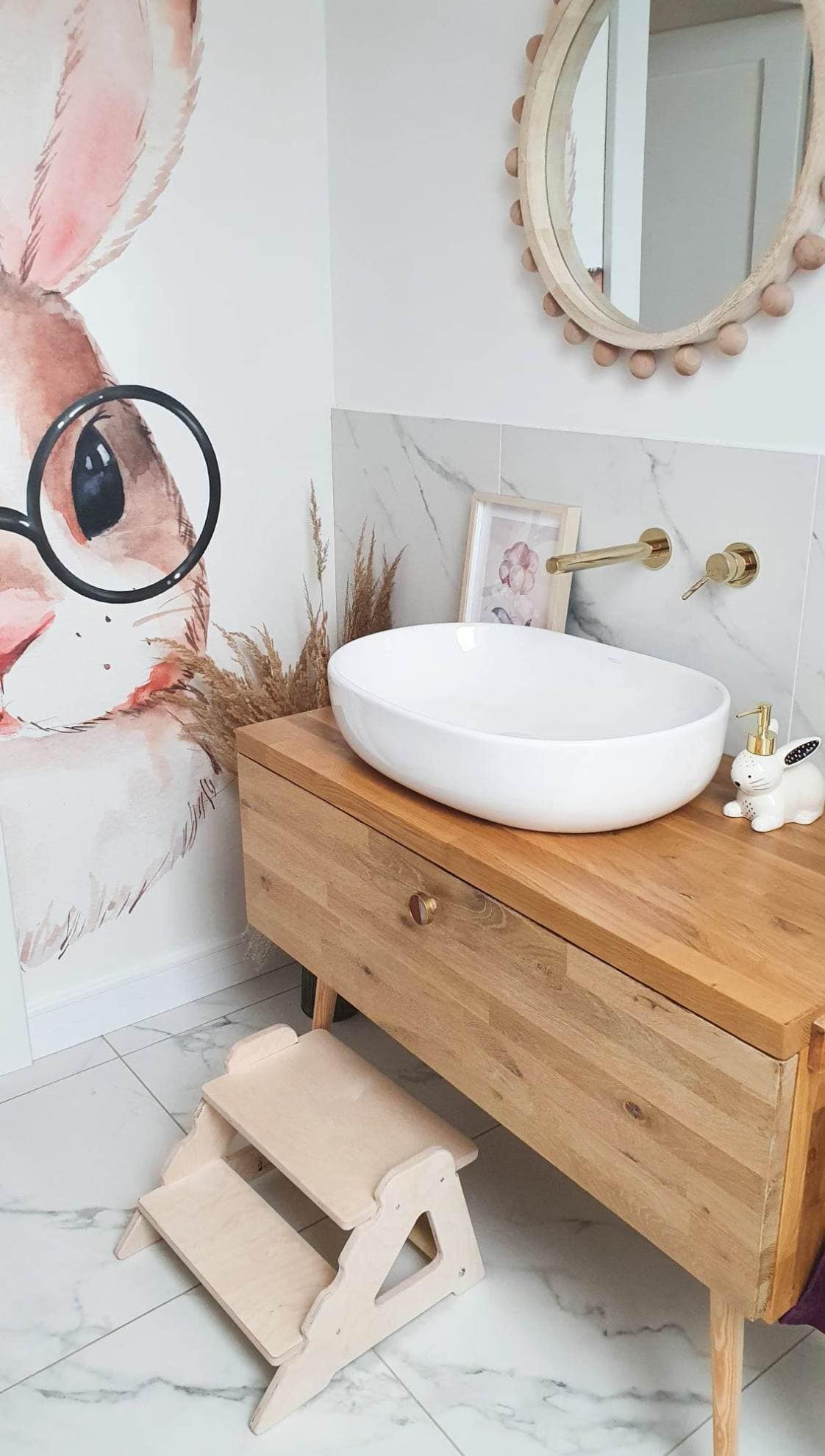 Tabouret escabeau MAMOI®2 marches – Bois naturel, universel et sécurisé
