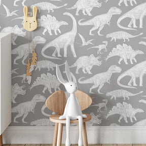 Papier peint dinosaure gris Pastelowe Love - Wallpapers par Pastelowe Love